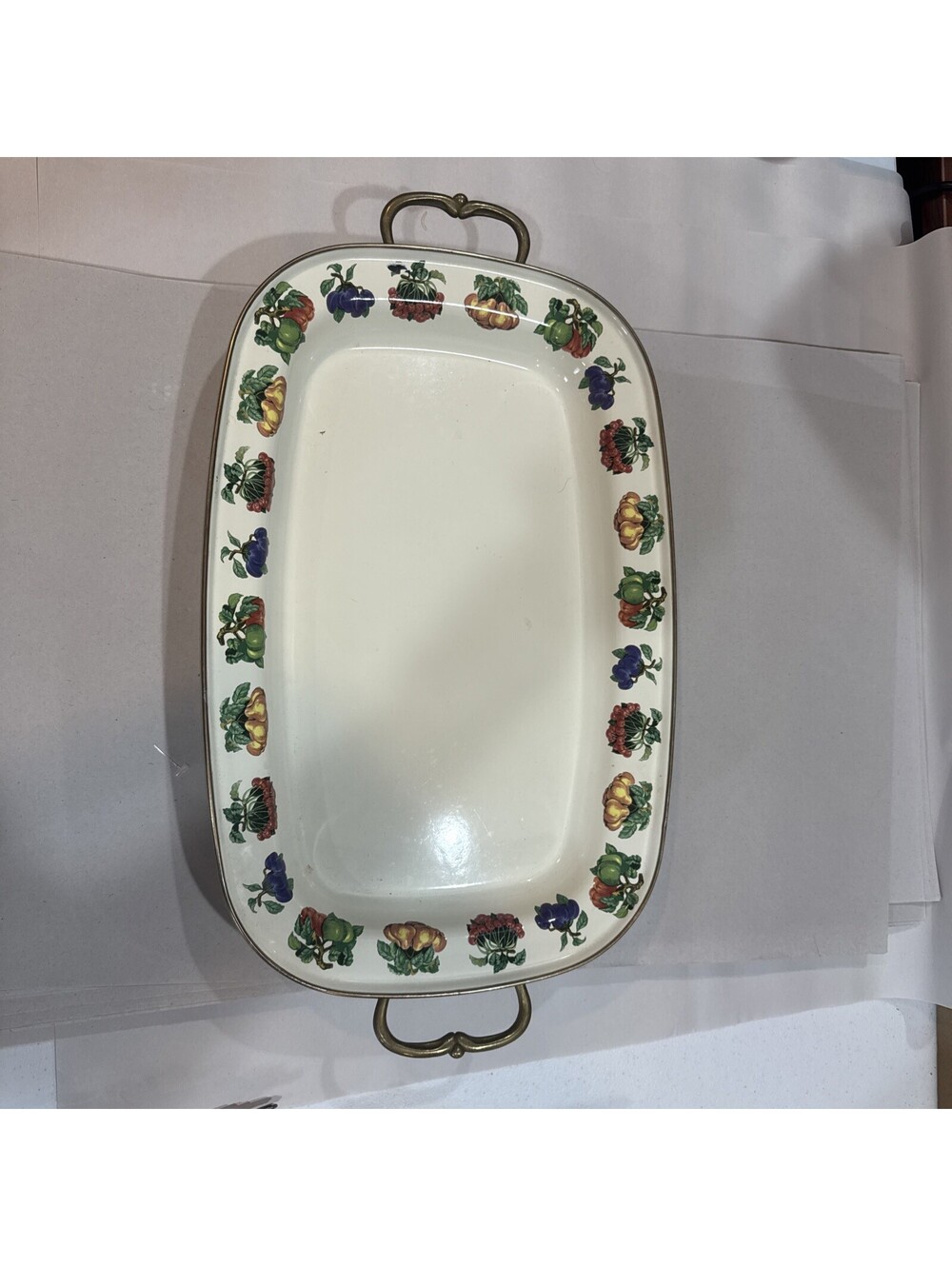 Tabletops Unlimited Kensington Garden Enamelware Platter Fruit 22.5" Large Tray